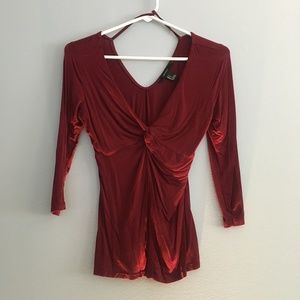 Maroon Low-cut Blouse